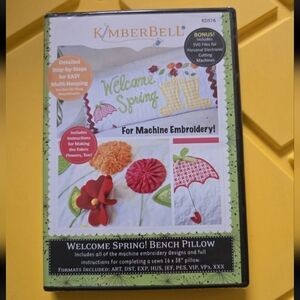 New Sealed Kimberbell Welcome Spring Bench Pillow CD For Machine Embroidery